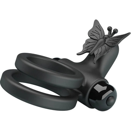 PRETTY LOVE - DOPPELVIBRIERRING MIT SCHWARZEM STIMULATOR - Penisring für Paare