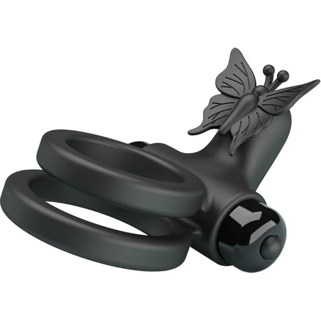 PRETTY LOVE - DOPPELVIBRIERRING MIT SCHWARZEM STIMULATOR - Penisring für Paare
