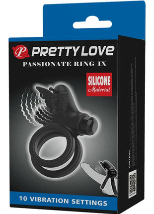 PRETTY LOVE - DOPPELVIBRIERRING MIT SCHWARZEM STIMULATOR - Penisring für Paare