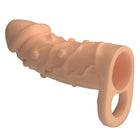 Peachfarbene silikon penis extender sleeve mit strukturierter oberfläche und ringbasis von pretty love