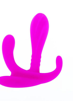 Vibranter pinker silikon erwachsenenspielzeug pretty love double stimulation edgar mit drei gebogenen prongs und glatter oberfläche