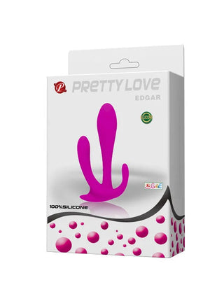 Vibrant pink 100% silicone adult toy edgar by prettylove with double stimulation feature