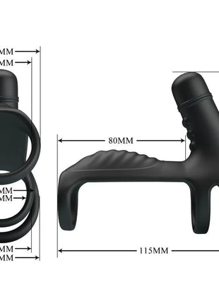 Schwarze silikon elastische verlängerungshülse mit zwei ringen und strukturiertem griff von Pretty Love
