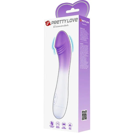 Lila und weißer gradient silikon g-punkt vibrator mit 30 vibrationen in hübscher elemental verpackung von pretty love