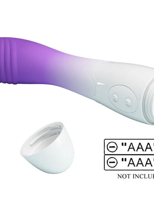 Lila und weiße gradient silicone g-punkt vibrator mit zwei steuerungstasten am griff von pretty love