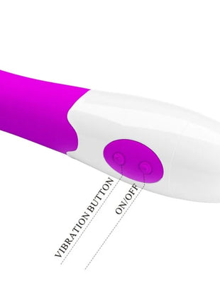 Lila weiße silikon vibrator mit 30 vibrationsmodi und zwei bedientasten von pretty love elemental vibrator