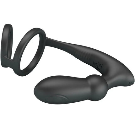 PRETTY LOVE - EMONI PENISRING + ANAL PLUG 12 VIBRATIONEN SCHWARZ - Analplug
