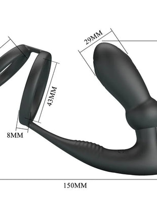 PRETTY LOVE - EMONI PENISRING + ANAL PLUG 12 VIBRATIONEN SCHWARZ - Analplug