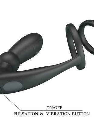 PRETTY LOVE - EMONI PENISRING + ANAL PLUG 12 VIBRATIONEN SCHWARZ - Analplug