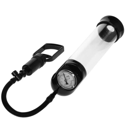 Pretty love erektionspumpe mit barometer in schwarz und transparentem kunststoff mit griff und druckmesser