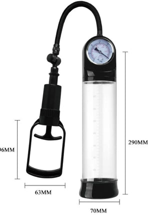 Pretty love erektionspumpe mit barometer schwarzer und transparenter saugpumpe mit manometer griff und flexiblem schlauch