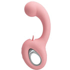 Pink silikon vibrator mit gebogenem design und metallring für g-punkt und klitoris stimulation