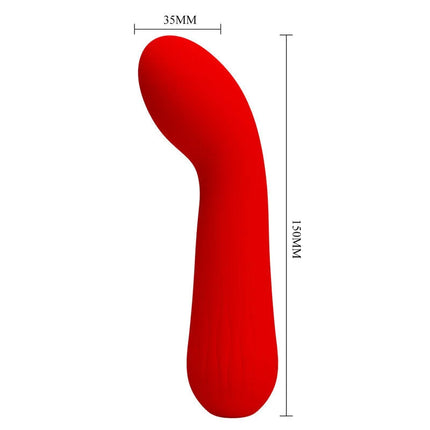 Vibrant roter faun vibrator von pretty love aus glattem silikon mit ergonomischem gebogenem design