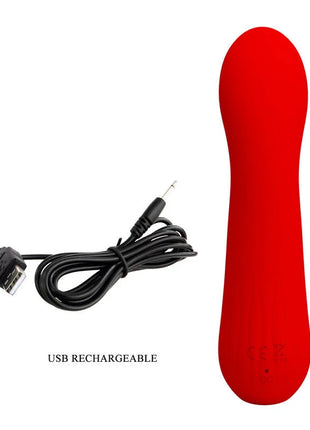 Roter silikon usb wiederaufladbarer vibrator mit ergonomischem design von pretty love faun vibrator