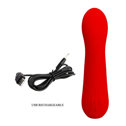 Roter silikon usb wiederaufladbarer vibrator mit ergonomischem design von pretty love faun vibrator