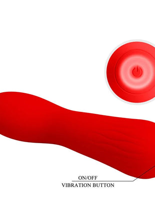 Roter silikon-vibrator pretty love faun mit kreisförmigem ein-/ausschalter an einem ende