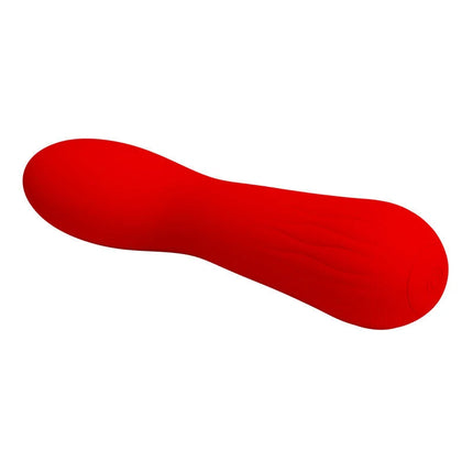 Roter silikon vibrator pretty love faun mit glatten abgerundeten konturen und konischem design