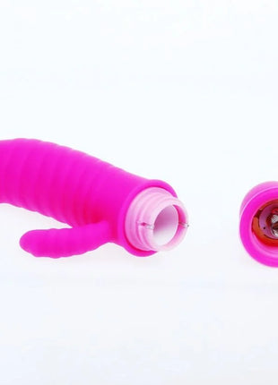 Hellrosa silikon vibrator mit gerillter oberfläche und kleinem griff von pretty love flirtation arnd vibrator