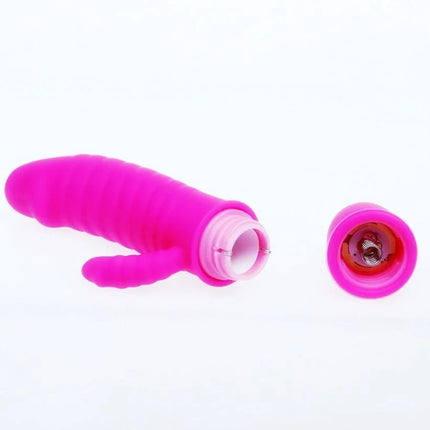 Hellrosa silikon vibrator mit gerillter oberfläche und kleinem griff von pretty love flirtation arnd vibrator