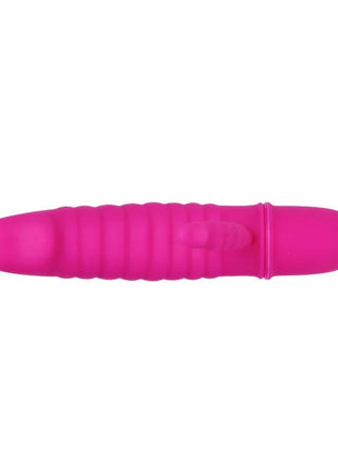 Vibrationsspielzeug flirtation arnd vibrator von pretty love in lebhaftem pink mit geriffelter silikonstruktur und abgerundeten enden