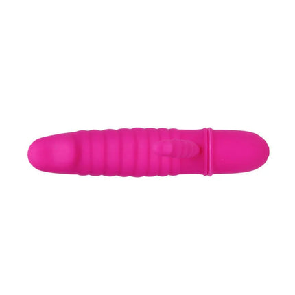 Vibrationsspielzeug flirtation arnd vibrator von pretty love in lebhaftem pink mit geriffelter silikonstruktur und abgerundeten enden