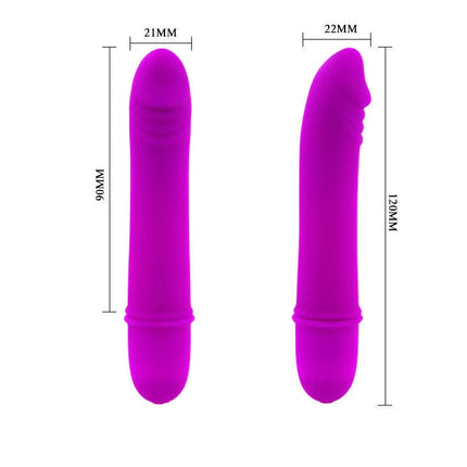 Vibranter lila silikonflirtationsbeck vibrator mit strukturierten rippen und abgerundeten enden von Pretty Love