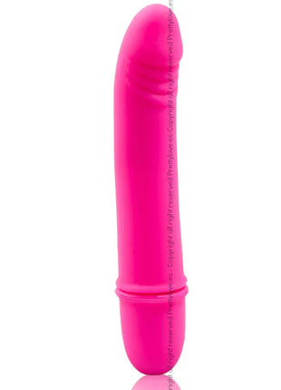 Vibrant pink pretty love flirtation beck vibrator aus silikon mit glatter glänzender oberfläche und abgerundeten konturen