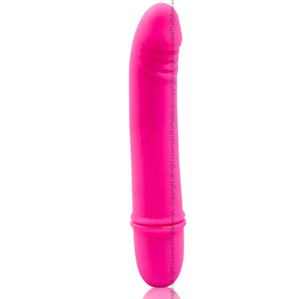 Vibrant pink pretty love flirtation beck vibrator aus silikon mit glatter glänzender oberfläche und abgerundeten konturen