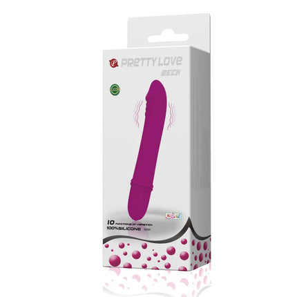 Lila silikon vibrierender vibrator im prettylove flirtation beck packaging