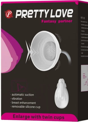 Weißes silikon-brustvergrößerungsgerät mit zwillingsbechern und automatischer saugfunktion von pretty love