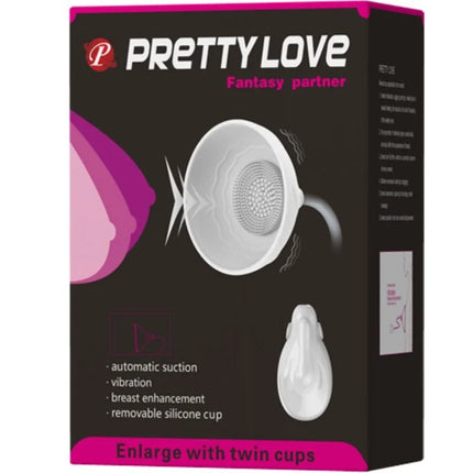 Weißes silikon-brustvergrößerungsgerät mit zwillingsbechern und automatischer saugfunktion von pretty love