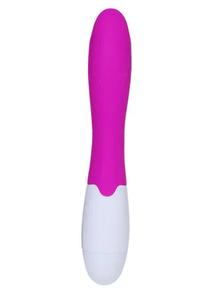 Ein schlanker, lebhafter pink-weißer silikon vibrato wand mit glattem, ergonomischem design von pretty love flirtation schnitziger vibrator