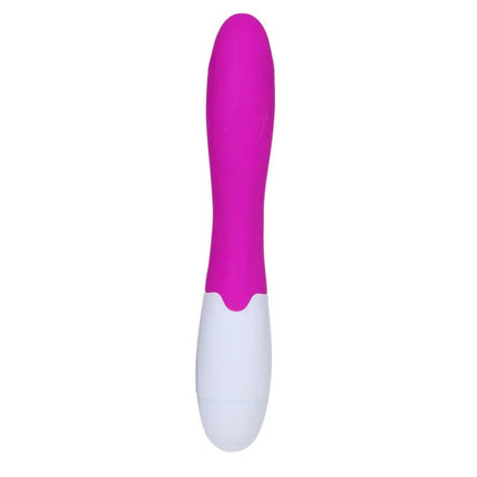 Ein schlanker, lebhafter pink-weißer silikon vibrato wand mit glattem, ergonomischem design von pretty love flirtation schnitziger vibrator
