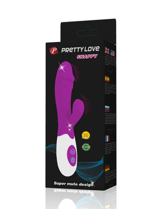 Prätty love flirtation schnitziger vibrator lila und weiß silikon erwachsenen liebesspielzeug mit snappy modellname