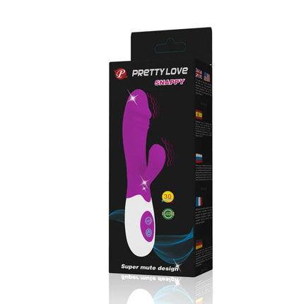 Prätty love flirtation schnitziger vibrator lila und weiß silikon erwachsenen liebesspielzeug mit snappy modellname