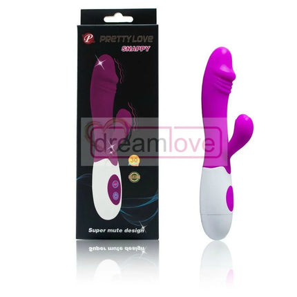 Prettylove flirtation schnitziger vibrator in lila und weiß mit schlankem ergonomischem design und schnappvibration
