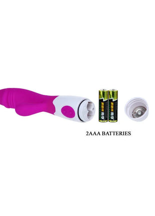 Pretty love flirtation schnitziger vibrator pink und weiß aus silikon mit gerundetem griff und seitlichem knopfschalter