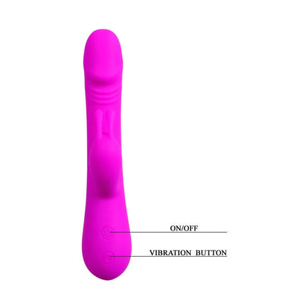 Ein pinker silikon vibrator in kaninchenform mit ein- aus schalter und vibrationskontrolle von pretty love