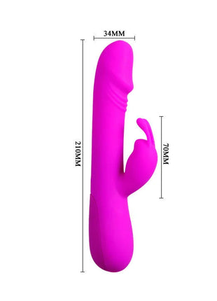 Vibranter pinker silikon vibrator in kaninchenform mit glatter glänzender oberfläche und ergonomischem design von pretty love
