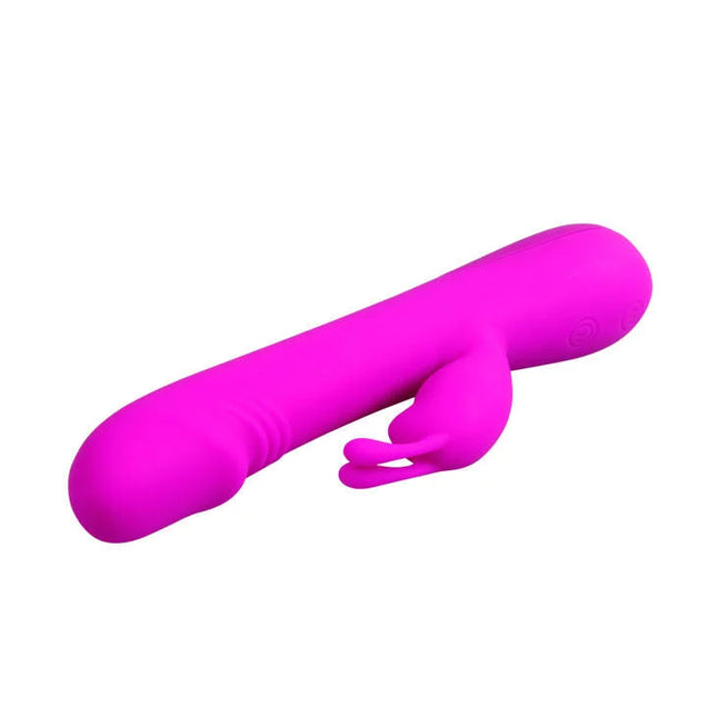 Prettylove flirtation vibrator mit kaninchen in lebendigem pink aus silikon mit glattem, rundem design und weicher oberfläche