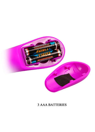 Vibrant pink flirtation vibrator mit kaninchen von pretty love mit sichtbaren aaa batterien und schwarzem schaumeinsatz