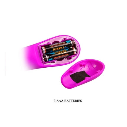 Vibrant pink flirtation vibrator mit kaninchen von pretty love mit sichtbaren aaa batterien und schwarzem schaumeinsatz