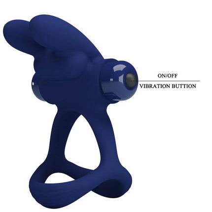 PRETTY LOVE - FRANCISCO DOPPELTER VIBRATIONSRING KANINCHEN BLAU - Penisring mit Vibration