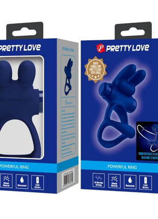 PRETTY LOVE - FRANCISCO DOPPELTER VIBRATIONSRING KANINCHEN BLAU - Penisring mit Vibration