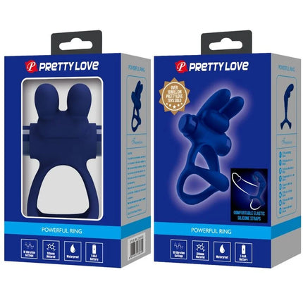 PRETTY LOVE - FRANCISCO DOPPELTER VIBRATIONSRING KANINCHEN BLAU - Penisring mit Vibration