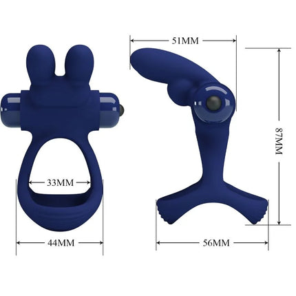 PRETTY LOVE - FRANCISCO DOPPELTER VIBRATIONSRING KANINCHEN BLAU - Penisring mit Vibration