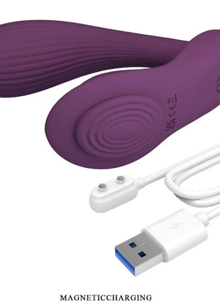 Lila silikon massager und vibrator von pretty love mit ergonomischem design und magnetischem ladekabel