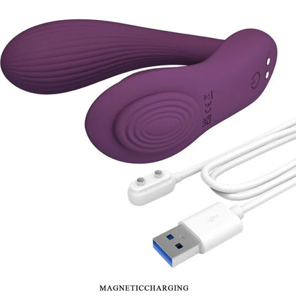 Lila silikon massager und vibrator von pretty love mit ergonomischem design und magnetischem ladekabel