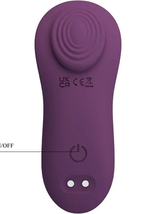 Lila silikonvibrator von pretty love mit strukturiertem rundkopf und einschaltknopf für massage und vibration