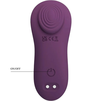 Lila silikonvibrator von pretty love mit strukturiertem rundkopf und einschaltknopf für massage und vibration